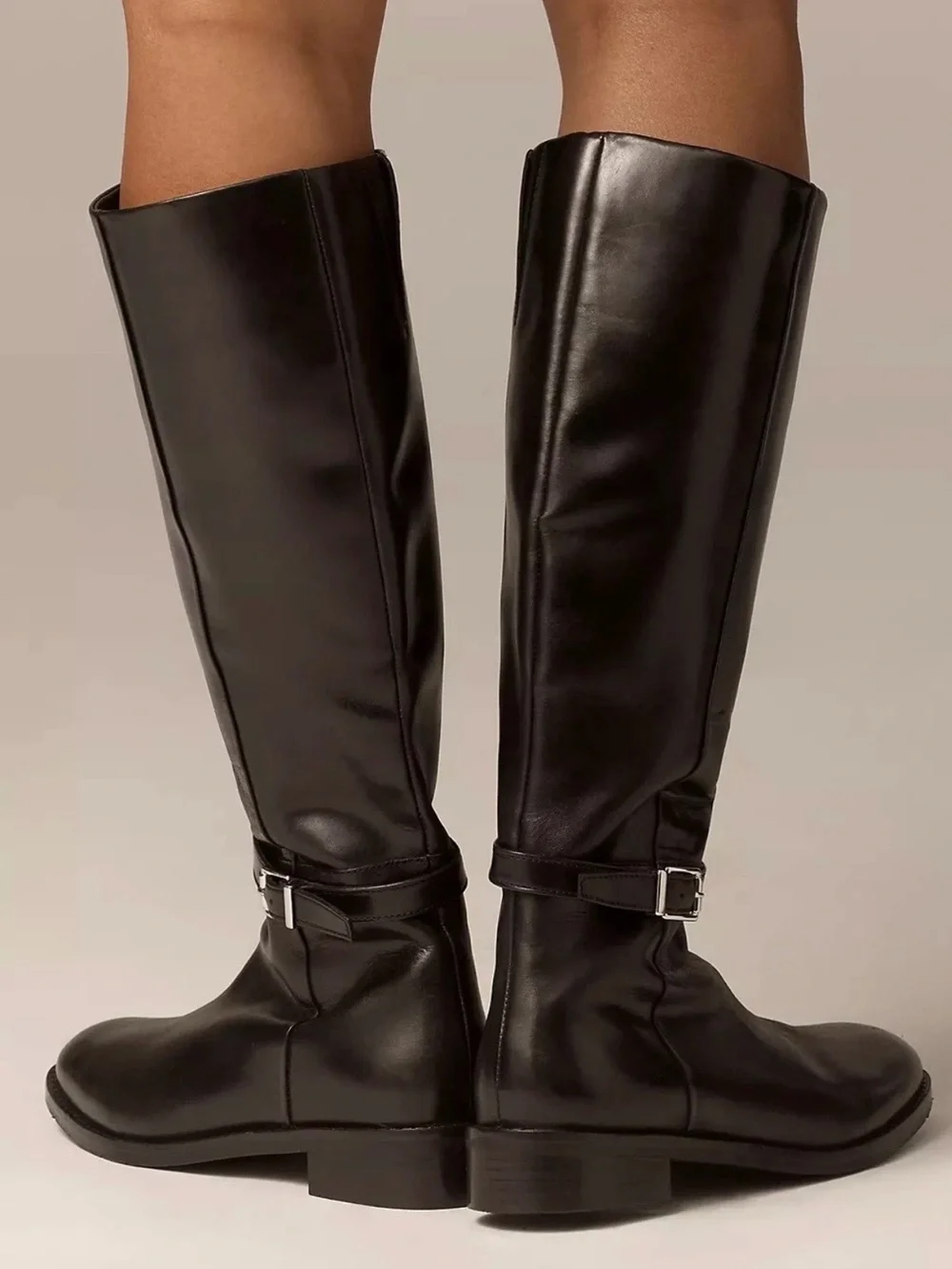 NWB Anthropologie Maeve Buckle Strap Riding Boots Dark Chocolate Brown Size 36